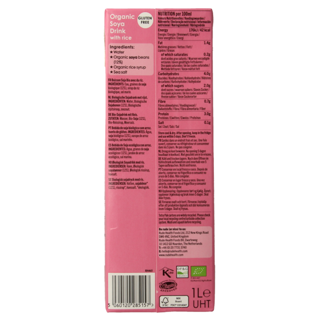 Rude Health Organic Soya Drink 1 Litre