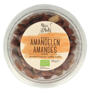 Nice & Nuts Nice & Nuts Amandelen bruin gezouten geroosterd bio 160 Gram