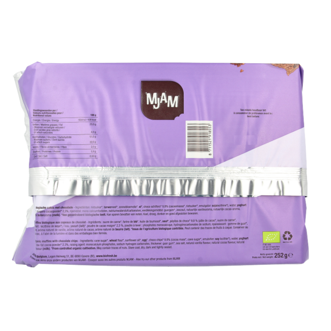 Mjam Magdalenas de chocolate bio 252 gramos