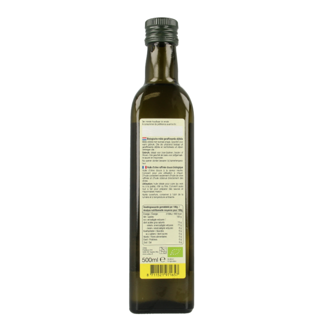 Łagodna oliwa z oliwek bio do smażenia i pieczenia 500 mililitrów