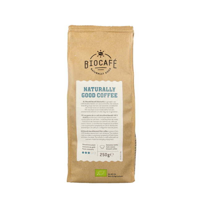 Filterkoffie cafeinevrij/decaf bio 250 Gram