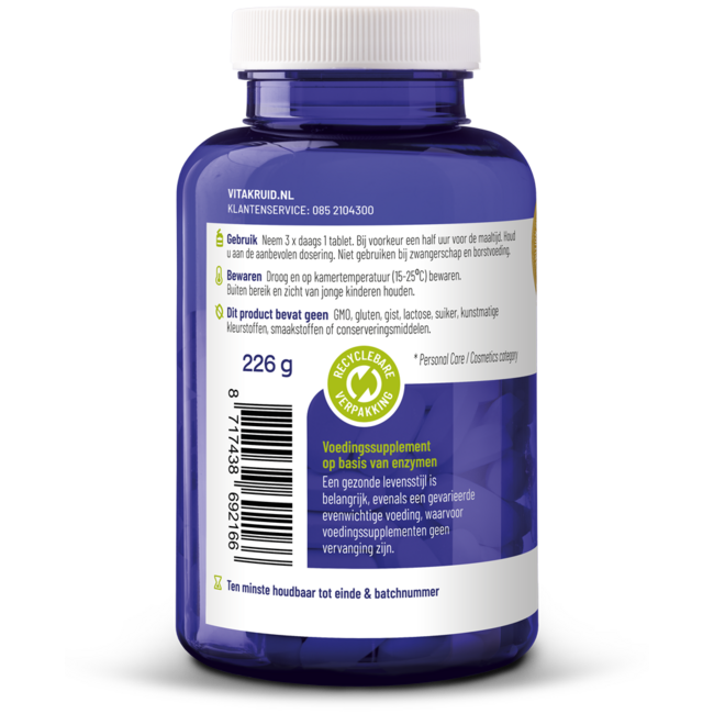 Glutazyme oa Spijsverteringsenzymen en L-Glutamine 180 Tabletten