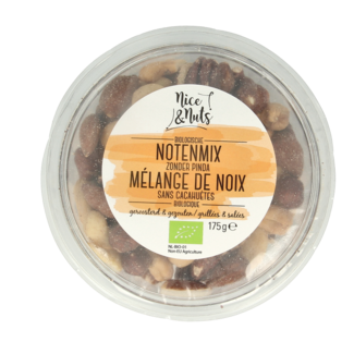 Nice & Nuts Nice & Nuts Notenmix zonder pinda met zeezout geroosterd bio 175 Gram