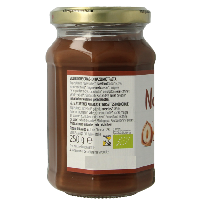 Chocolade hazelnootpasta bio 250 Gram