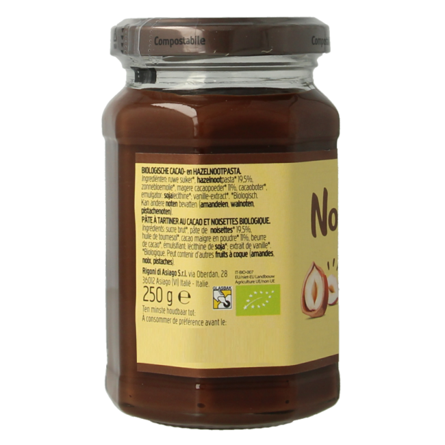Crema de avellanas sin leche bio 250 gramos