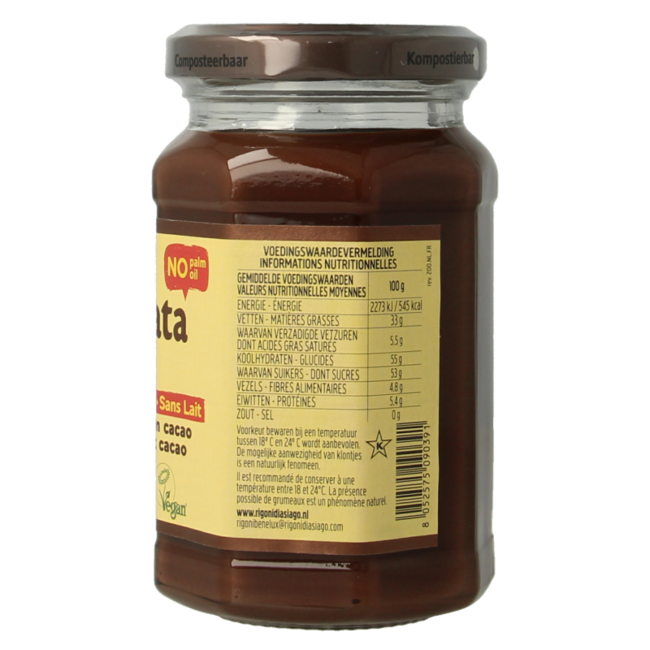 Crema de avellanas sin leche bio 250 gramos