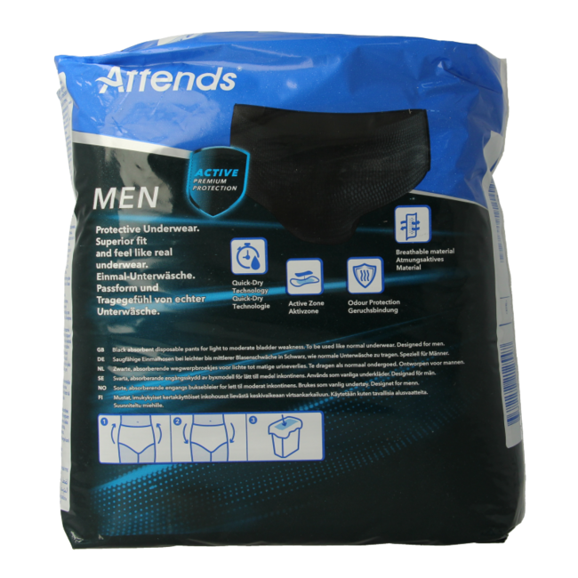 Men discreet underwear black size M 10 pieces