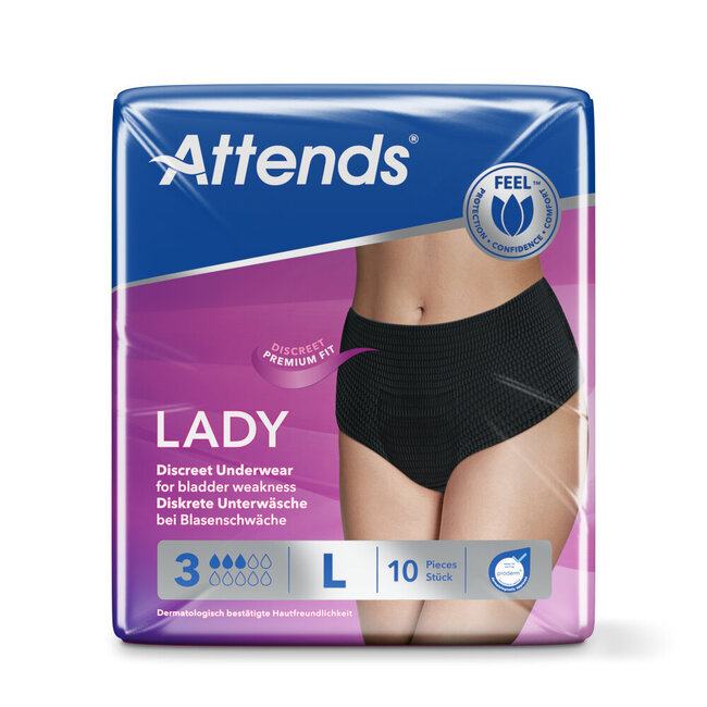 Mutandine Assorbenti Discrete Lady Nere 3L (Taglia Large) 10 Pezzi