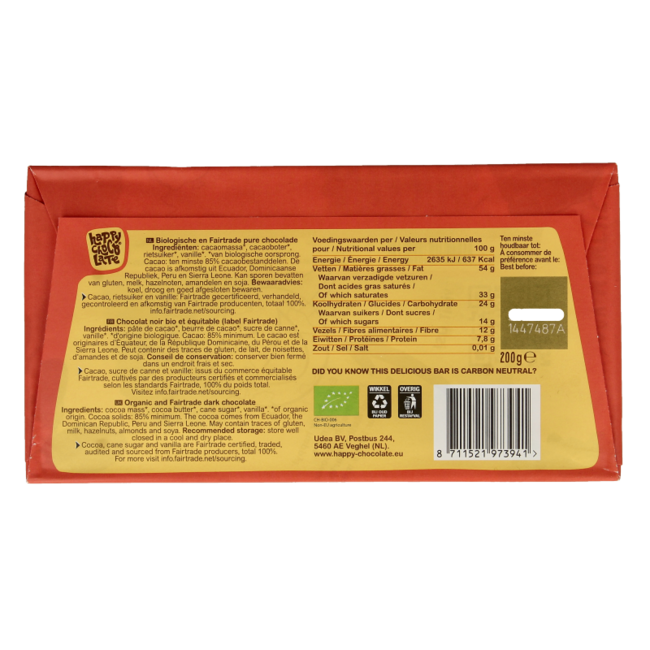 Noir 85 % bio 200 grammes