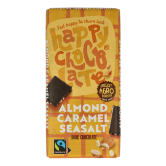Happy Chocolate Organic Dark Almond Caramel Sea Salt 100g