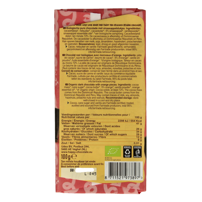 Chocolat noir orange bio 100 g