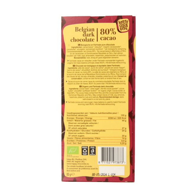 Czekolada Gorzka 80% Bio 85 Gram