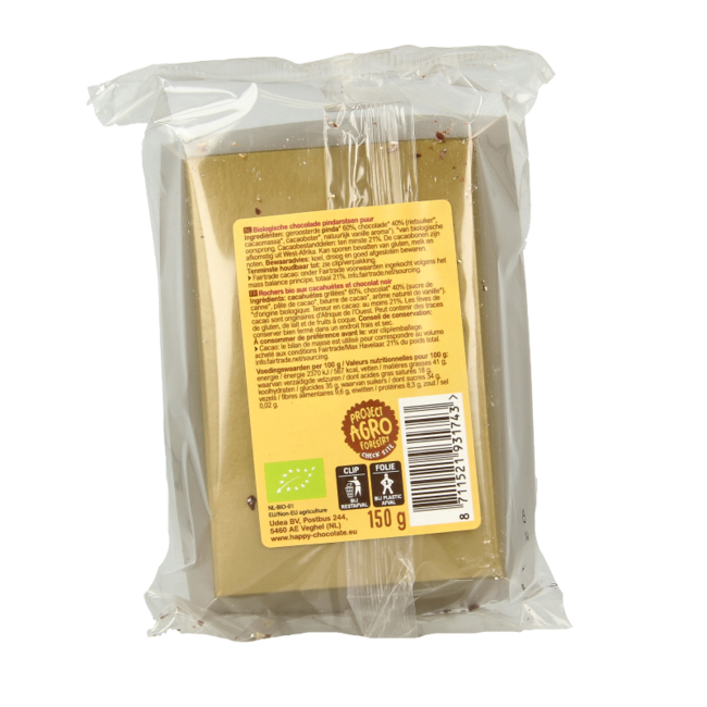 Czekoladowe skałki arachidowe gorzkie bio 150 Gramów