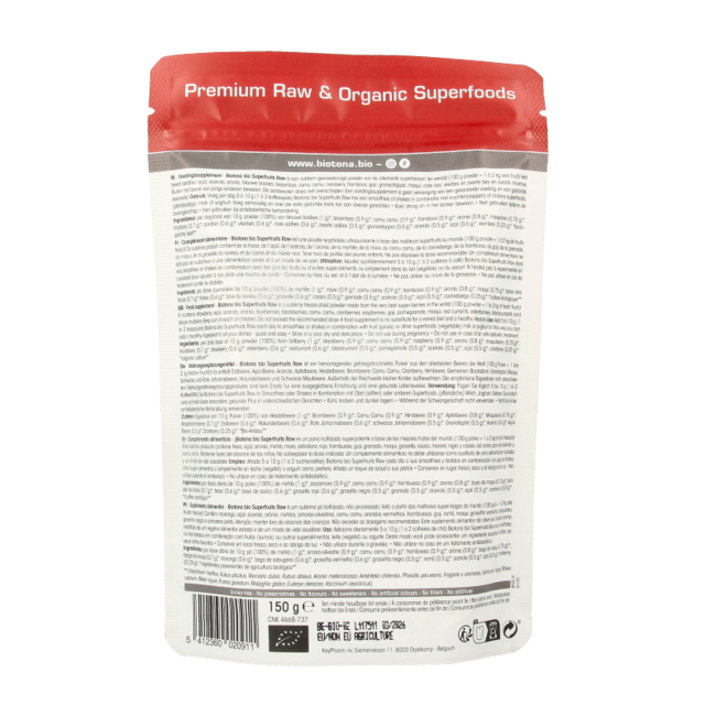 Superfruits raw powder bio 150 Gramos