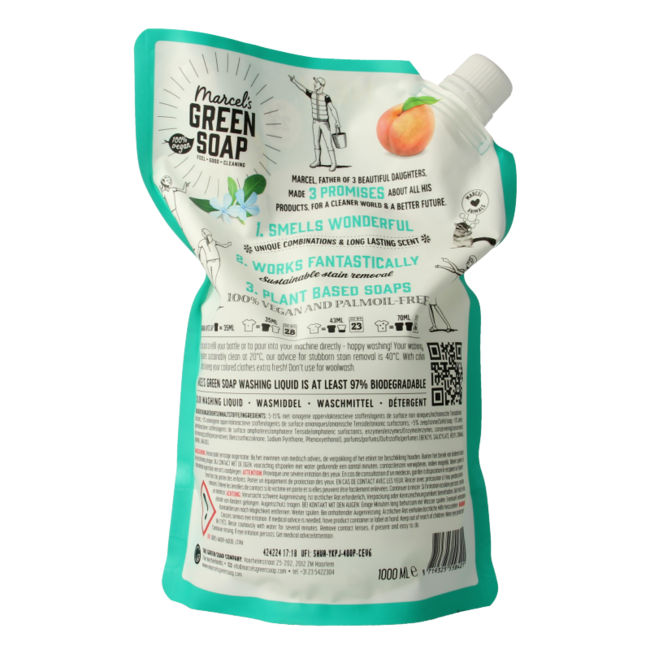 Detergente para ropa de color melocotón y jazmín 1 litro