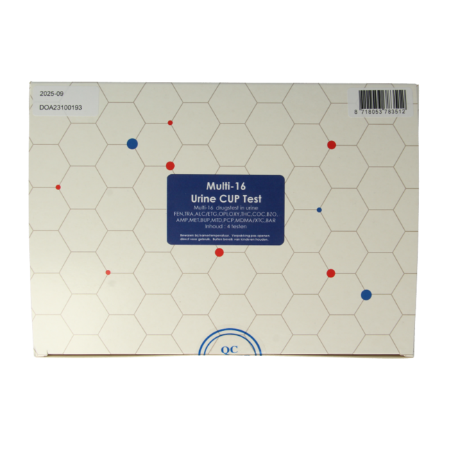 Multi 16 drugstest cup urine 4 Stuks
