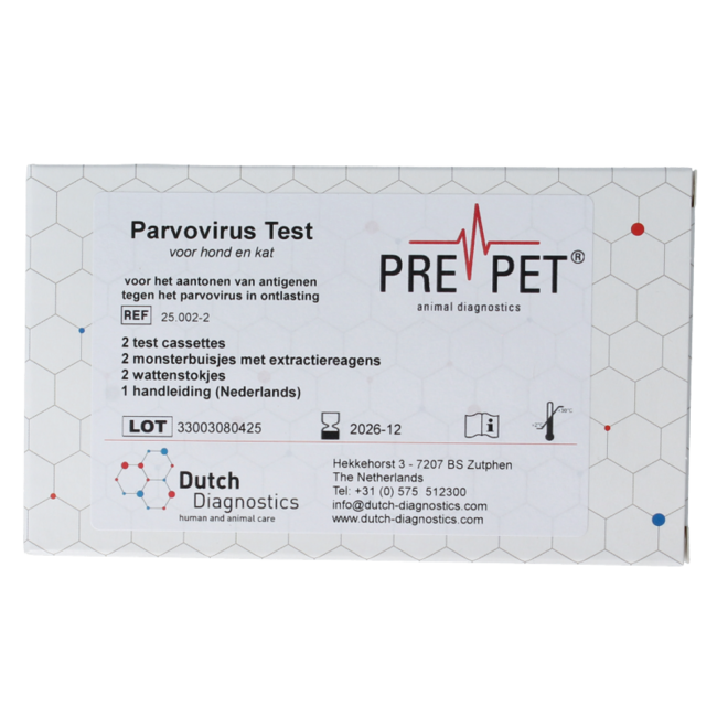 Parvo virus test kat/hond 2 Stuks