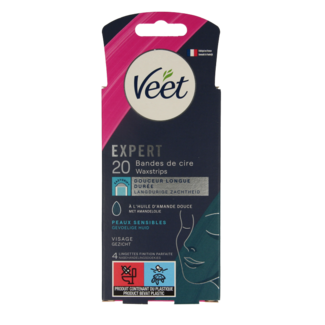 Veet Expert tiras de cera fría facial 20 Unidades