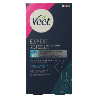 Veet Expert tiras de cera fría para piernas sensibles 20 unidades