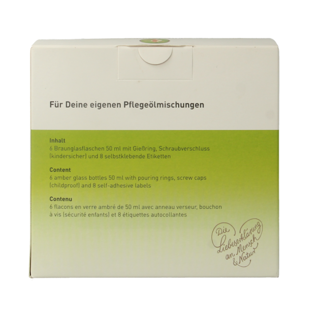 Zestaw pustych butelek 6x50ml z dozownikiem, szkło brązowe, 1 zestaw