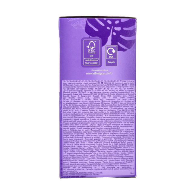 Daily fresh panty liners normal 58 pieces