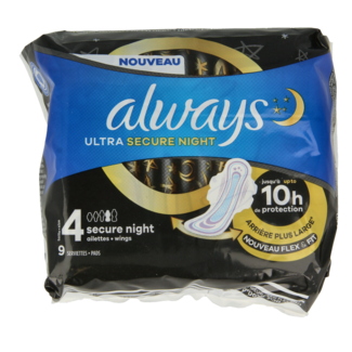 Always Ultra-Binden Secure Night 9 Stück