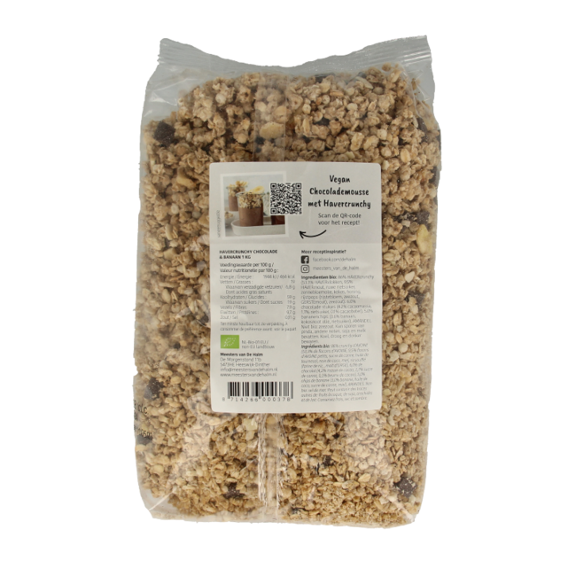 Oat granola crunchy chocolate/banana organic 1 Kilogram