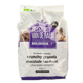 De Halm Organic chocolate/hazelnut granola 450 Gram