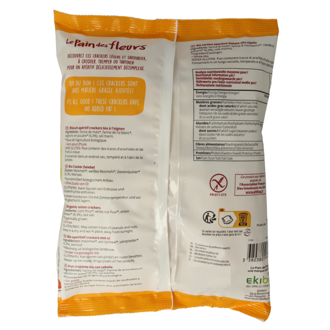 Słona przekąska krakersy cebulowe bezglutenowe bio 75 Gram