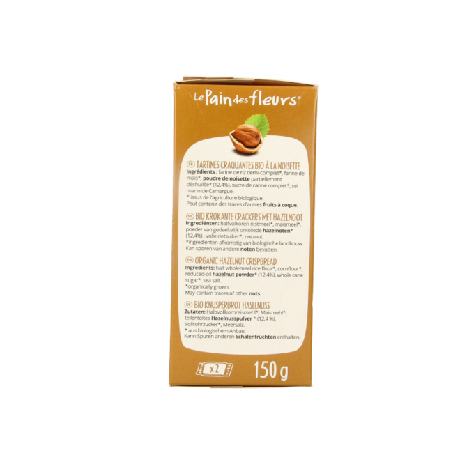 Crispy organic crackers with hazelnut gluten-free 150 Gram