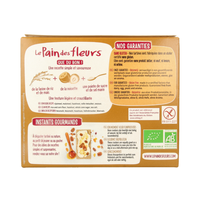 Crispy organic crackers with hazelnut gluten-free 150 Gram