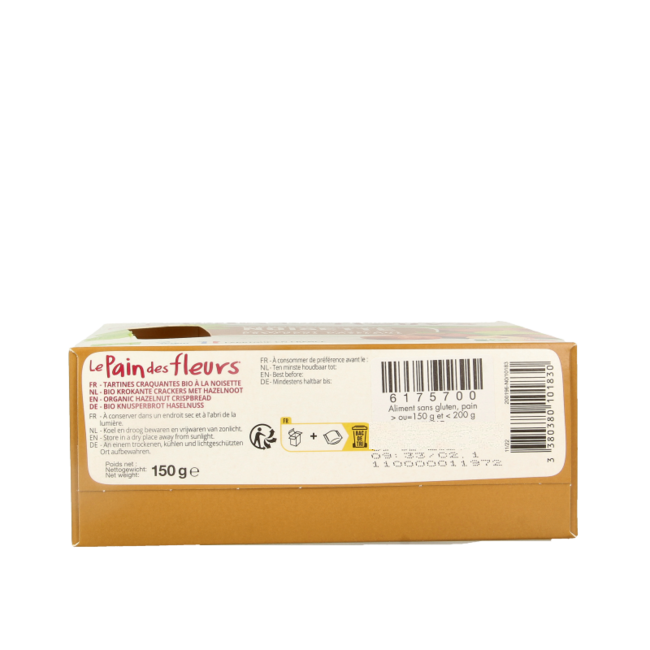 Crispy organic crackers with hazelnut gluten-free 150 Gram