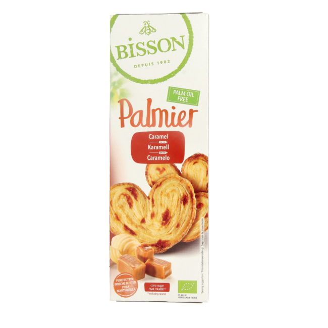 Palmier bladerdeegkoek caramel bio 100 Gram