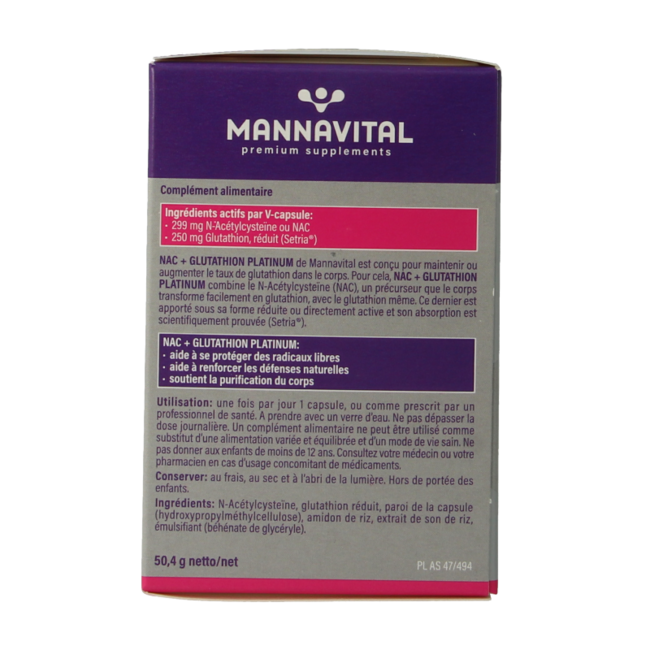 NAC + glutathion platinum 60 cápsulas vegetarianas