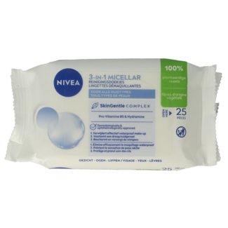 Nivea 3-in-1 caring micellar cleansing wipes 25 pieces