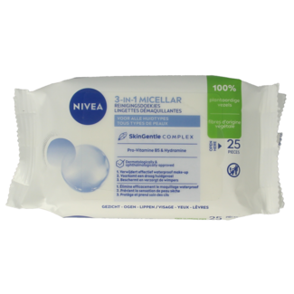 Nivea Toallitas desmaquillantes micelares 3 en 1, 25 unidades