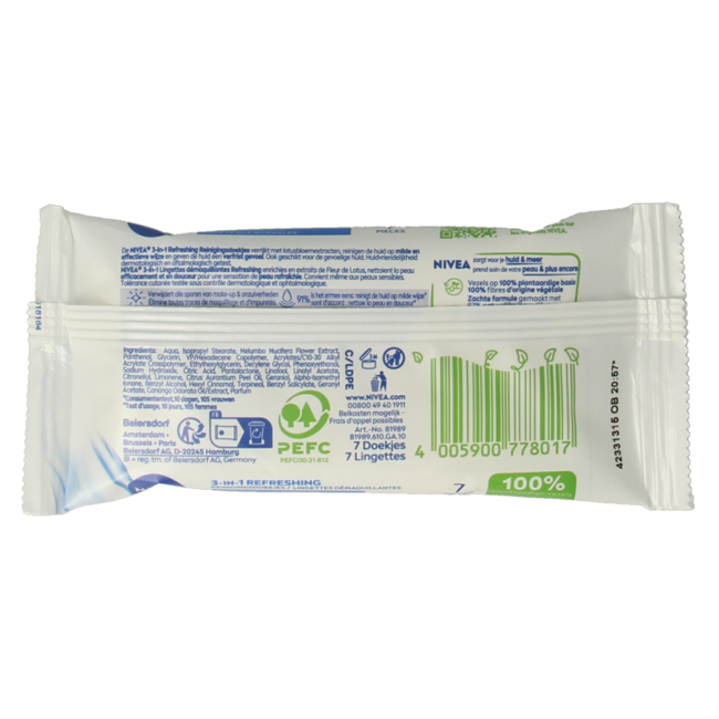 Odświeżające chusteczki 3 w 1 mini, 7 sztuk