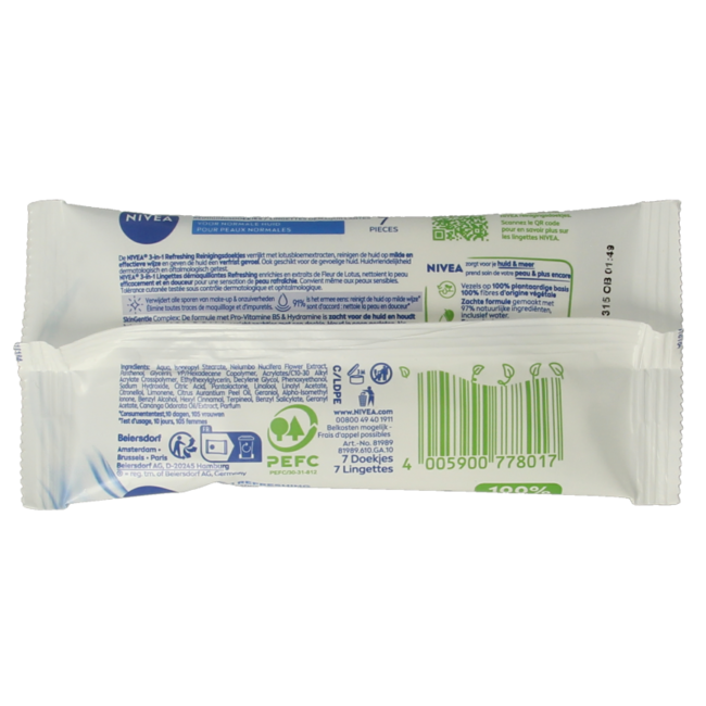 Toallitas refrescantes 3 en 1 mini 7 unidades