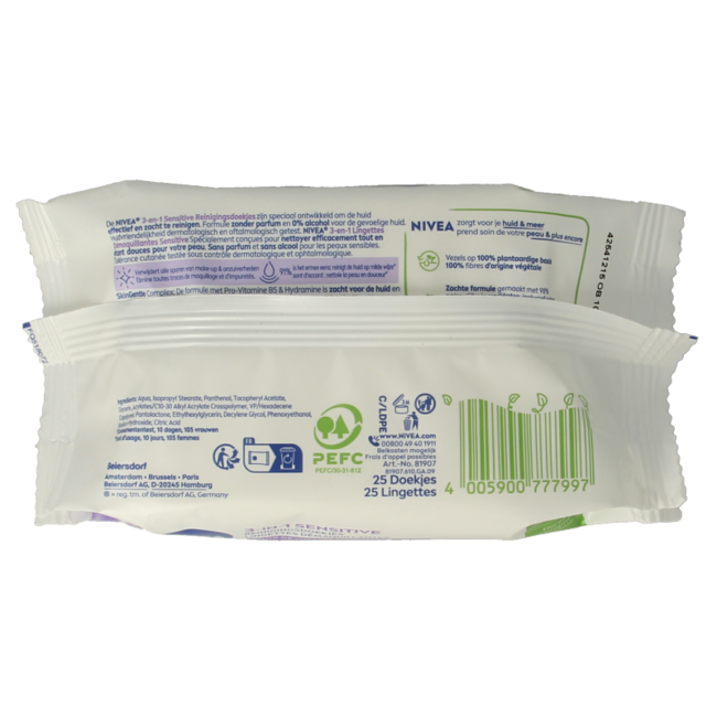 Sensitive cleansing wipes 25 pieces