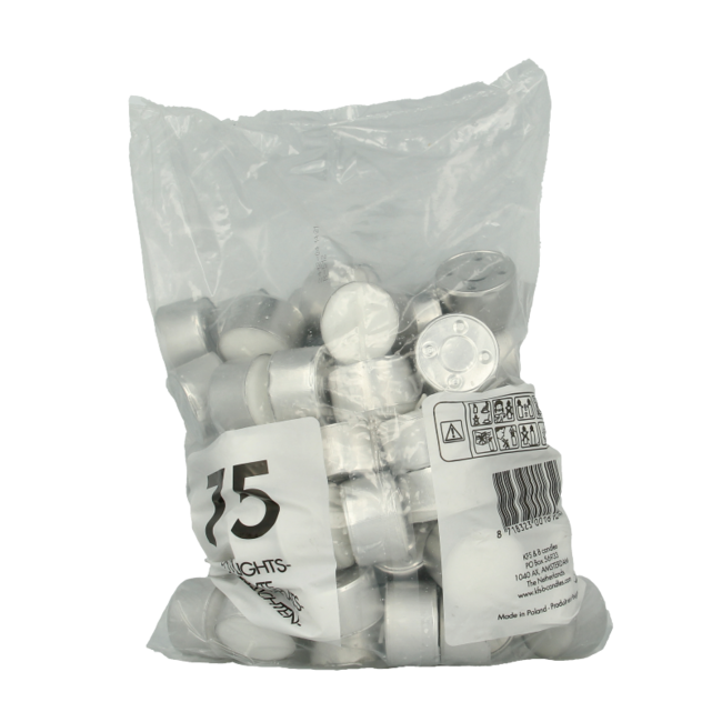 Neutral tea light white 8-hour bag 75 pieces
