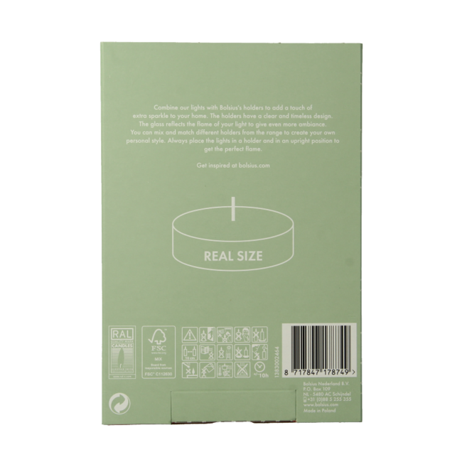 Bolsius Maxi Tea Lights 10-Hour White with Gold Cup - 12 Pack