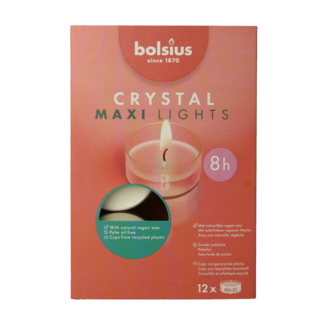 Bolsius Crystal Maxi-Teelichter 8 Stunden Schachtel 12 Stück