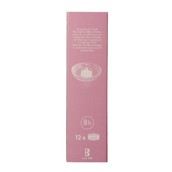 Velas maxi light Crystal 8 horas caja de 12 unidades