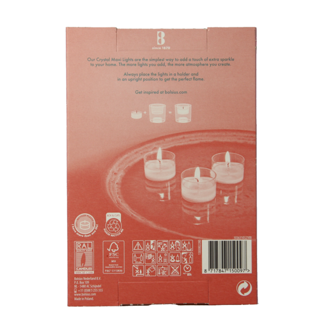 Crystal maxi lights 8 uur doos 12 Stuks