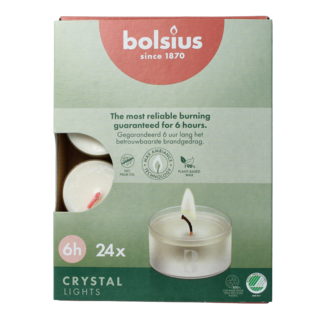 Bolsius Crystal Lights Scatola 24 Pezzi, 6 Ore di Durata