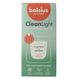 Bolsius Recharge Clean Light cyprès / ambre 2 pièces
