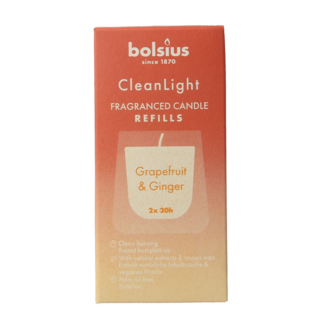 Bolsius Clean Light Nachfüllpackung 2er-Pack Grapefruit / Ingwer 212 Gramm