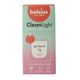 Bolsius Clean Light navulling gardenia / fig 2 Stuks