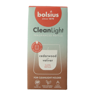 Bolsius Clean Light Nachfüllpackung 2er-Pack Zedernholz / Vetiver 212 Gramm