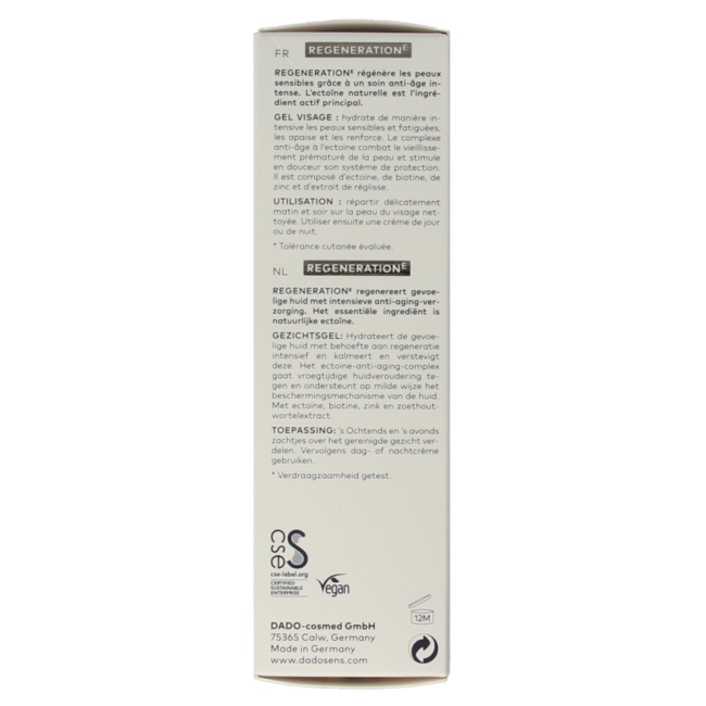 Regeneration E organic facial gel 15ml